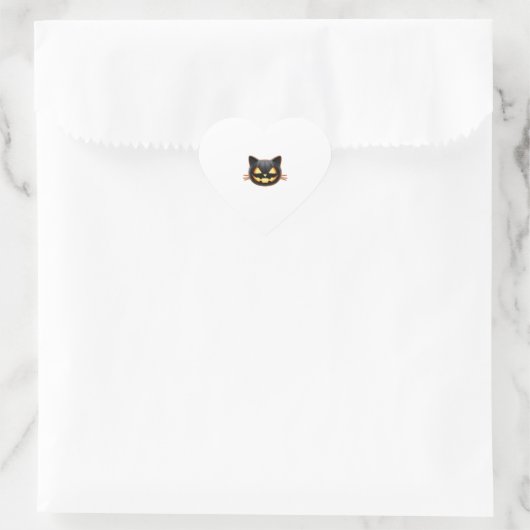 Sticker Cœur Chat noir Jack o'Lantern Emoji T-shirt classique (Sac)