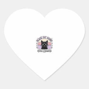 Sticker Cœur Chat Noir Magie Chat Noir Chat Noir Vintage Vector