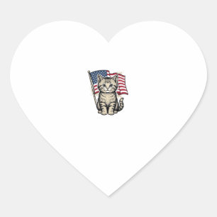 Sticker Cœur Chat patriotique avec drapeau américain vecteur vi