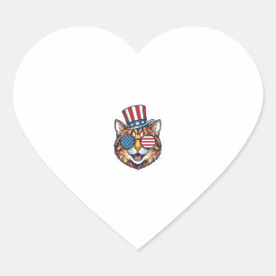 Sticker Cœur Chat Patriotique Gravure Vintage Design de T-shirt