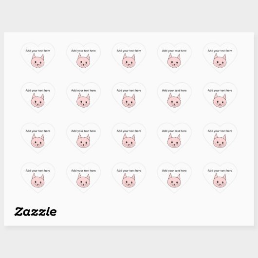 Sticker Cœur Chat rose (Feuille)