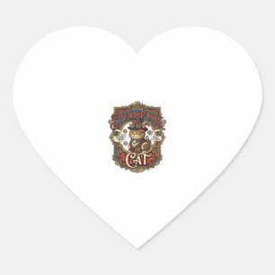 Sticker Cœur Chat Steampunk Steampunk Chat Vintage