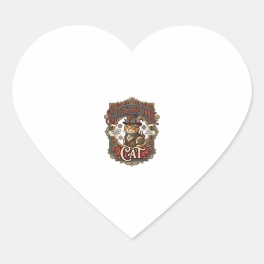 Sticker Cœur Chat Steampunk Steampunk Chat Vintage (Devant)