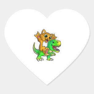 Sticker Cœur Chat sur Dinosaur - Enfants et Adultes