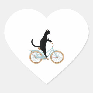 Sticker Cœur Chat sur un vélo drôle T-shirt