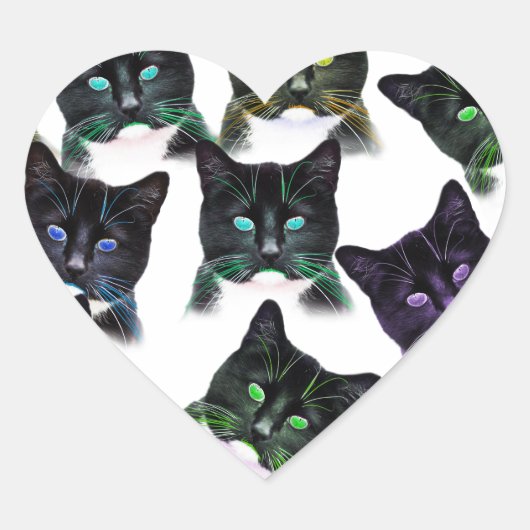 Sticker Cœur Chats cool (Devant)