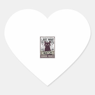 Sticker Cœur Chats domestiques regardent des films d'horreur Co