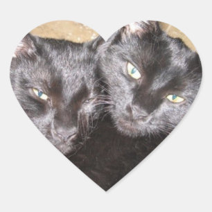 Sticker Cœur Chats noirs