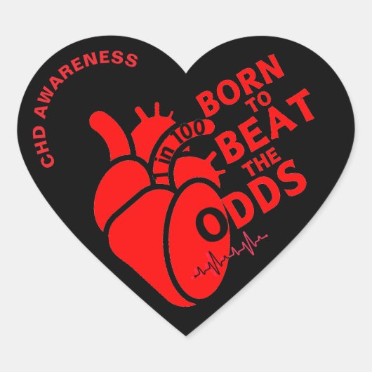 Sticker Cœur CHD Né pour battre les Odds (Devant)
