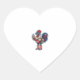 Sticker Cœur Chemise à gravure vintage Coq patriotique en talon