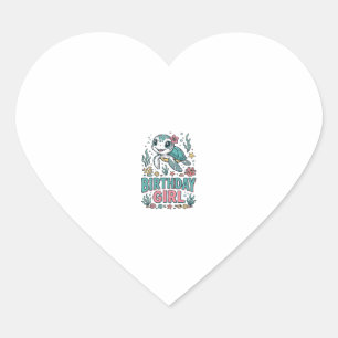 Sticker Cœur Chemise à gravure vintage tortue marine fille d'an