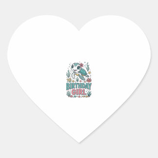Sticker Cœur Chemise à gravure vintage tortue marine fille d'an