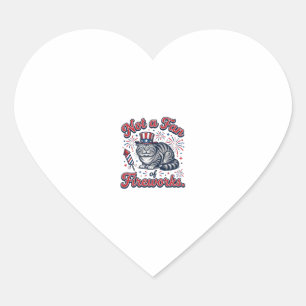 Sticker Cœur Chemise Chat Effrayé Pas Fan de Feux d'Artifice (2