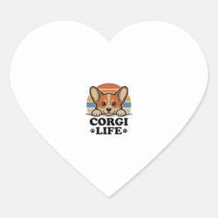 Sticker Cœur Chemise Corgi Life Gravure Vintage Art Amoureux de