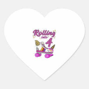 Sticker Cœur Chemise de 4e anniversaire licorne patineuse à rou