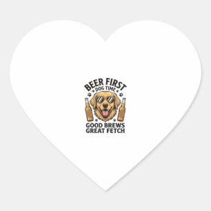 Sticker Cœur Chemise de bière Retriever doré Funny Dog Lover Vi
