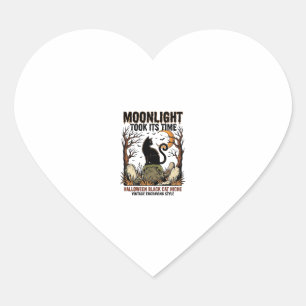 Sticker Cœur Chemise de cimetière vintage de chat noir Hallowee