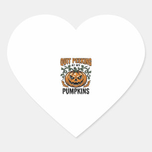 Sticker Cœur Chemise de citrouille d'Halloween Gravure vintage