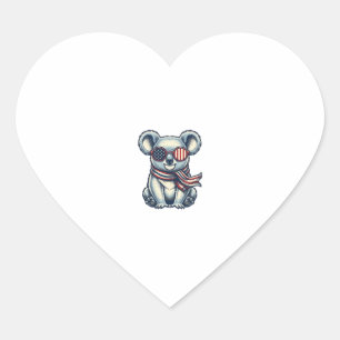 Sticker Cœur Chemise de conception de koala patriotique gravure