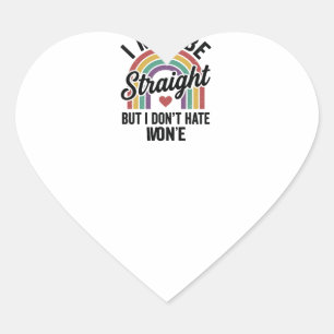 Sticker Cœur Chemise de fierté arc-en-ciel Straight But Kind vi