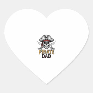 Sticker Cœur Chemise de gravure vintage crâne épée Papa pirate_