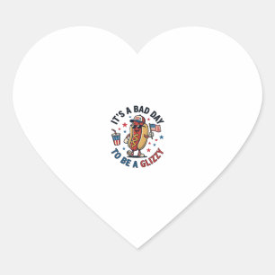 Sticker Cœur Chemise de gravure vintage de hot dog patriotique