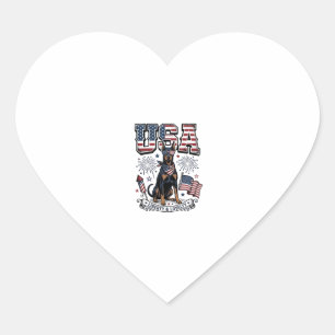 Sticker Cœur Chemise de gravure vintage USA Doberman patriotiqu