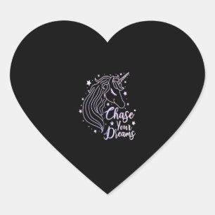 Sticker Cœur Chemise de Licorne Filles Rose Violet Chase Your D