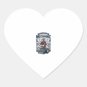 Sticker Cœur Chemise de Mécanicien de la Fête des Pères Papa Dr