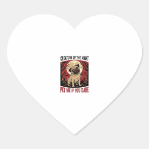 Sticker Cœur Chemise de pug Halloween avec cimetière effrayant