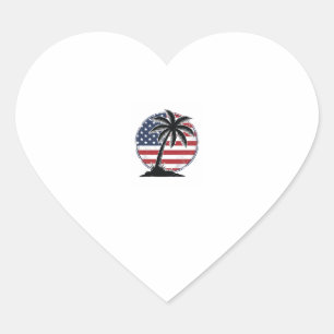 Sticker Cœur Chemise d'été Drapeau Américain Arbre à Palmiers V