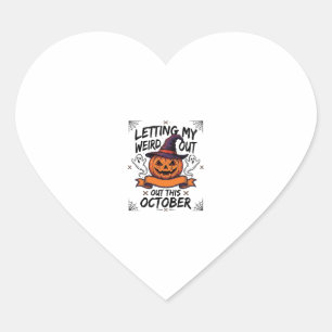 Sticker Cœur Chemise drôle d'Halloween avec des fantômes de cit