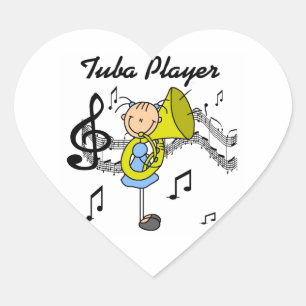 Sticker Cœur Chemise et Cadeaux pour Joueuse de Tuba en Figurin