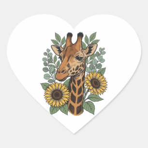 Sticker Cœur Chemise florale tournesol girafe gravée vintage_1