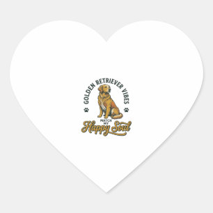Sticker Cœur Chemise Golden Retriever Gravure Vintage Amoureux