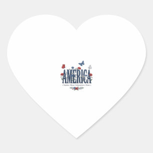 Sticker Cœur Chemise patriotique papillon floral Vintage Americ