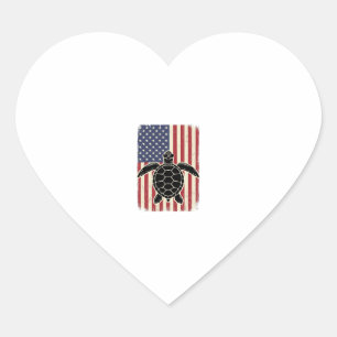 Sticker Cœur Chemise patriotique vintage tortue marine drapeau