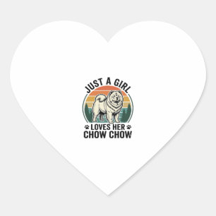 Sticker Cœur Chemise pour chien Chow Chow Fille vintage amateur