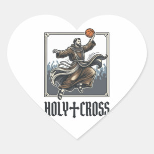 Sticker Cœur Chemise religieuse vintage de basket-ball Holy Cro