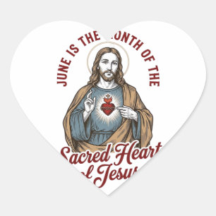 Sticker Cœur Chemise religieuse vintage juin Sacré-Cœur de Jésu