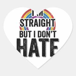 Sticker Cœur Chemise Straight Ally Rainbow Typographie Vintage_