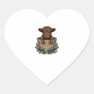 Sticker Cœur Chemise veau Highland vintage art seau de margueri