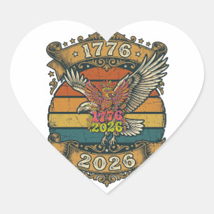 Sticker Cœur Chemise Vintage Eagle 1776 2026 Bulles Patriotique