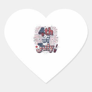 Sticker Cœur Chemise Vintage Feu d'Artifice Patriotique du 4 Ju