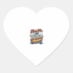 Sticker Cœur Chemise vintage hot dog Here For The Wieners_1
