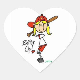 Sticker Cœur Chemises et Cadeaux de Baseball pour Filles Batter