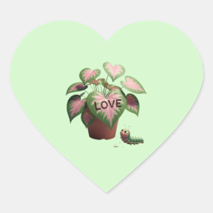 Sticker Cœur Chenille et feuilles en forme de cœur