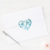 Sticker Cœur Cheshire Chat Bleu rayé (Enveloppe)