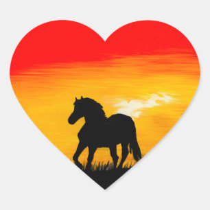 Sticker Cœur cheval de soleil