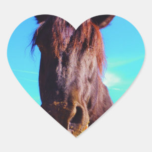 Sticker Cœur Cheval pourpre avec Bouche verte